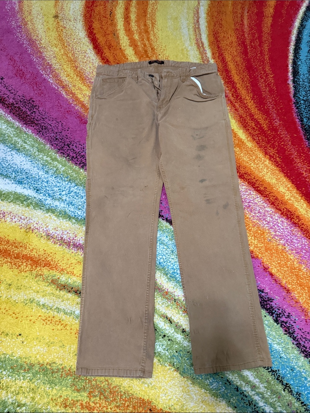 Men's Tan Chino work Pants - Versatile Straight Leg